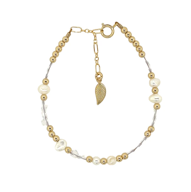 Zella 14k gold-filled crystal & pearl beaded bracelet