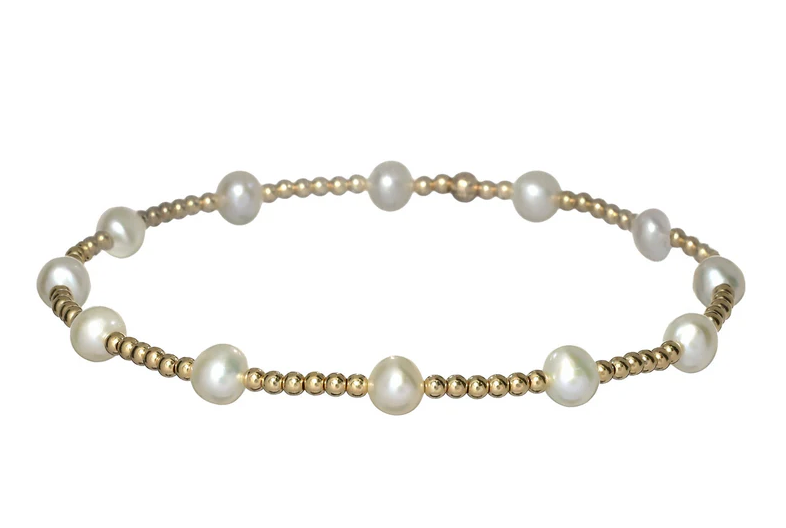 "BARA" 14k gold-filled & pearl beaded bracelet