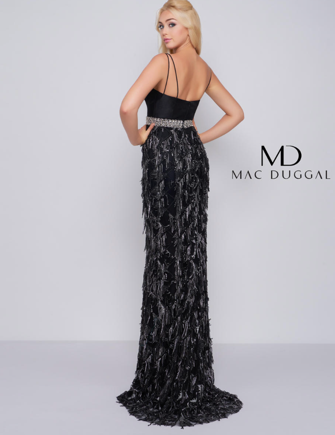 Mac Duggal フェザートリムプランジングガウン MAC DUGGAL – Giana Rose Couture