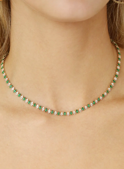 Marquise Necklace Emerald Crystal with 18k Gold Plating