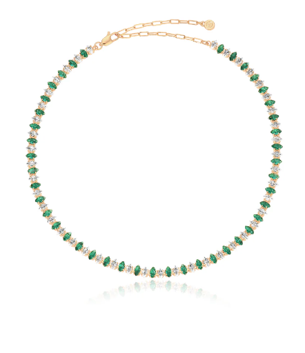 Marquise Necklace Emerald Crystal with 18k Gold Plating