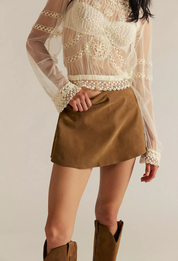 Paradise Found Suede Skort Caramel Cafe FP