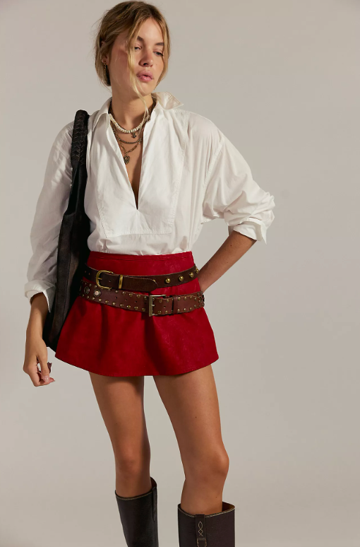 Paradise Found Suede Skort Rhythmic Red FP