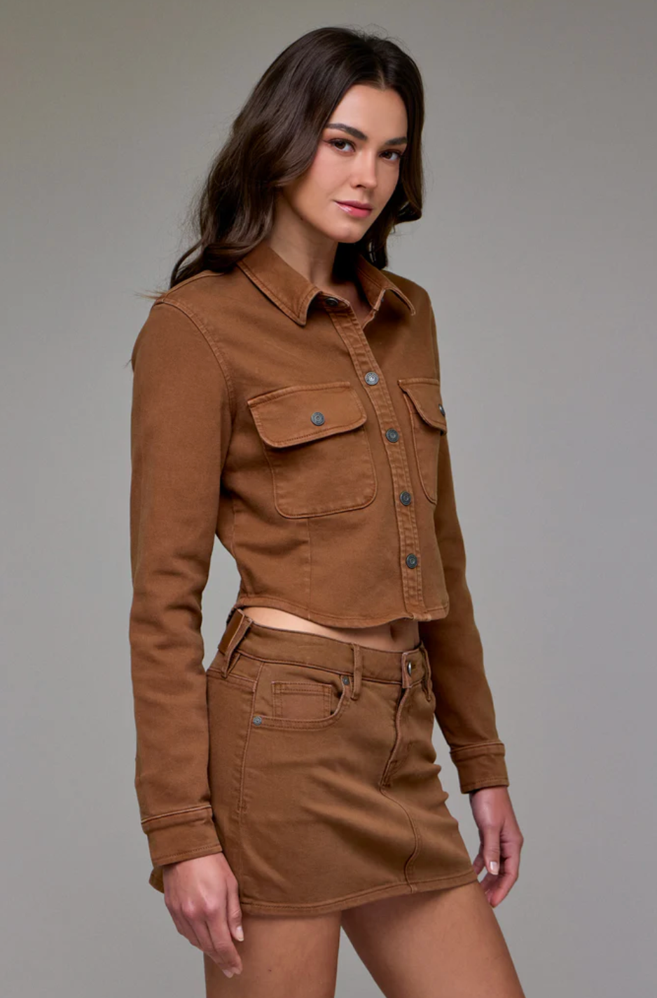 Tawny Washed Tapered Button-Up Shirt