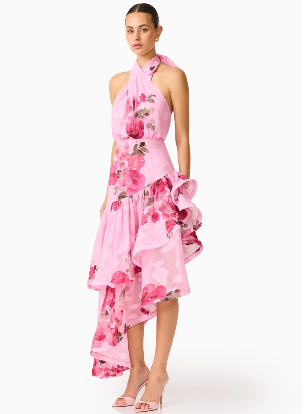 Eleanora High Low Maxi Pink Multi By Elliatt
