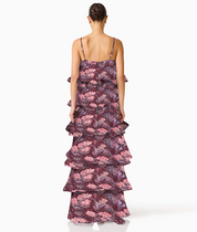 Rosaria Tiered Gown in Plum Multi by Elliatt