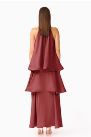 Calista Tiered Gown in Burgundy by Elliatt