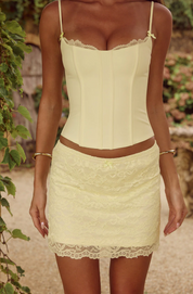 Valerie Mini Skirt & Bustier Top Set in Lemon