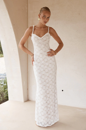 Sarta Maxi Dress in White Lace