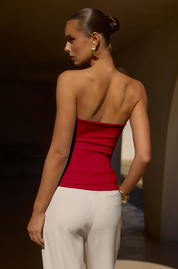 Ashton Strapless Top - Cherry Red