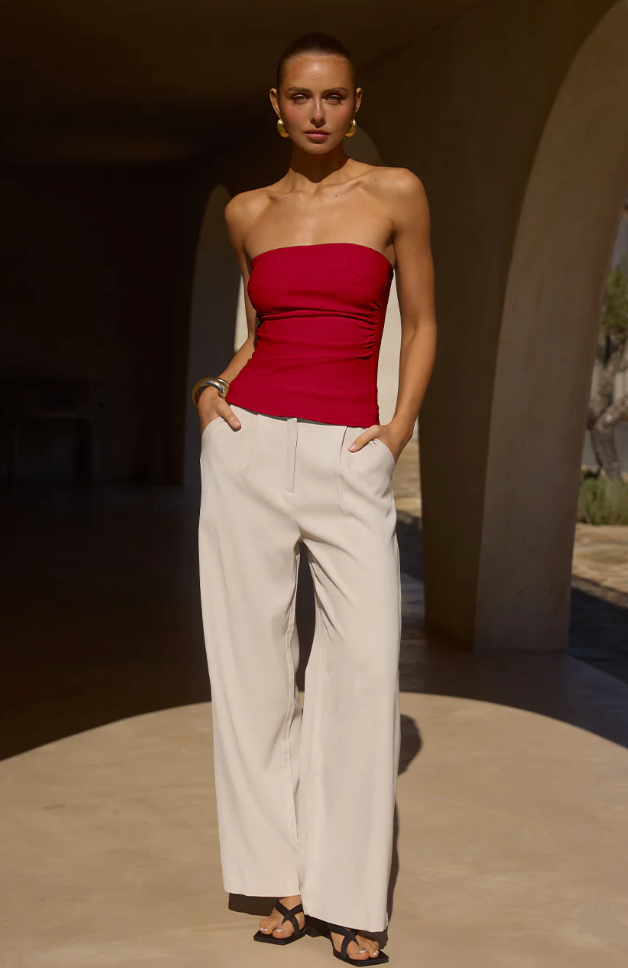Ashton Strapless Top - Cherry Red