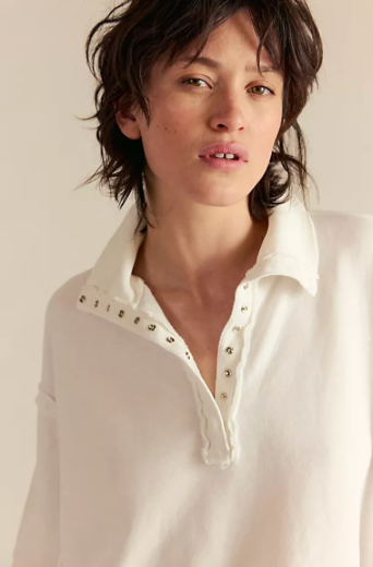 We The Free Camden Henley Sweatshirt Optic White