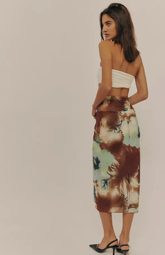 Sunset Mesh Midi Skirt Moss Combo-Boardwalk FP