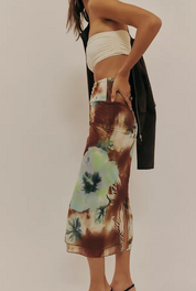 Sunset Mesh Midi Skirt Moss Combo-Boardwalk FP