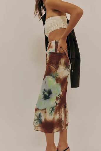 Sunset Mesh Midi Skirt Moss Combo-Boardwalk FP