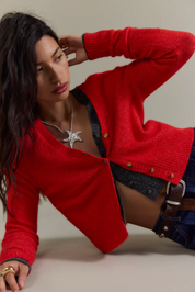 School Girl Cardi Charcoal Cherry Pop FP