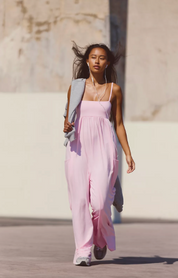 Hot Shot Strappy Onesie in Powder Pink