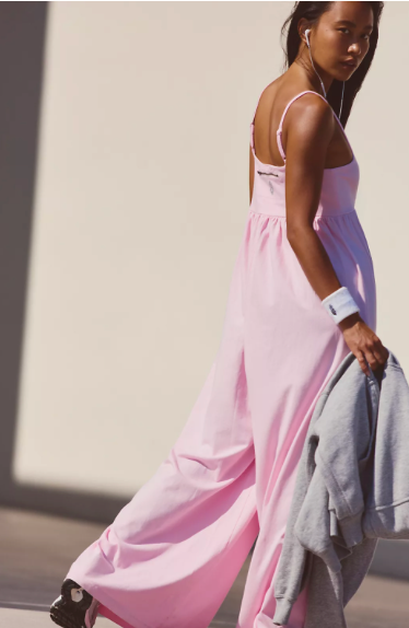 Hot Shot Strappy Onesie in Powder Pink
