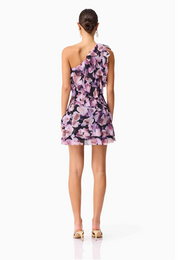 Solene Mini Dress in Black Lilac Floral by Elliatt