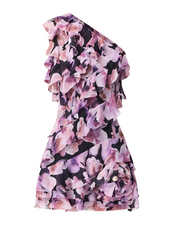 Solene Mini Dress in Black Lilac Floral by Elliatt