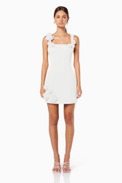 Thrompe 3D Floral Mini Dress in White by Elliatt