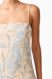 Nia Embroidered Mini Dress in Beige by Elliatt