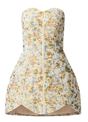 Tasmin Strapless Mini Dress in Blue & Yellow Floral by Elliatt