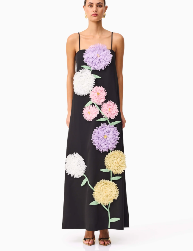 elliatt buttercup embroidered maxi dress Buttercup Embroidered Maxi Dress - Blue - XXS