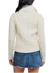 We The Free Cable Collar Cardi Clean Ivory