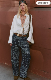 We the Free Good Luck Printed Barrel Navy Bandana