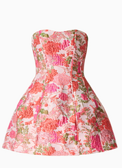 Floralie Strapless Mini Dress in Pink Floral | Elliatt