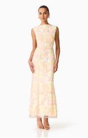 Zaria Sleevless Gown in Yellow Floral | Elliatt