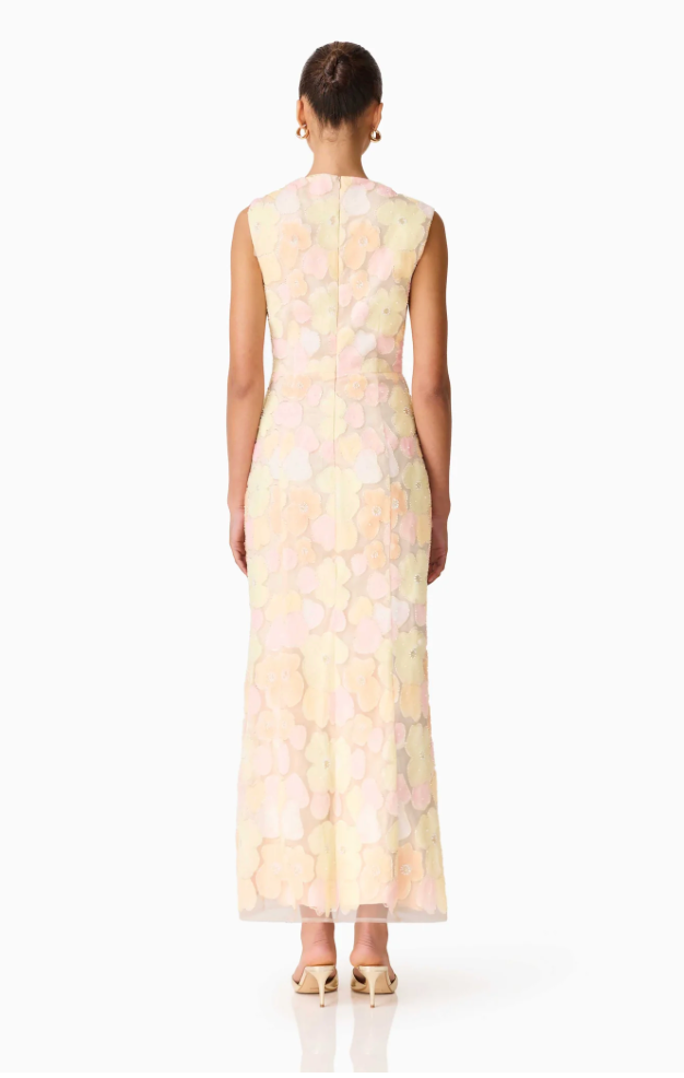 Zaria Sleevless Gown in Yellow Floral | Elliatt