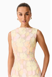 Zaria Sleevless Gown in Yellow Floral | Elliatt