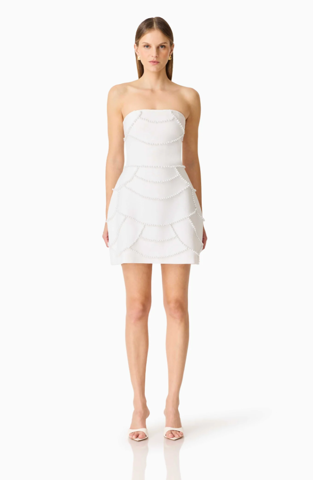 Lucine Strapless Mini Dress in White | Elliatt