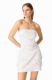 Lucine Strapless Mini Dress in White | Elliatt