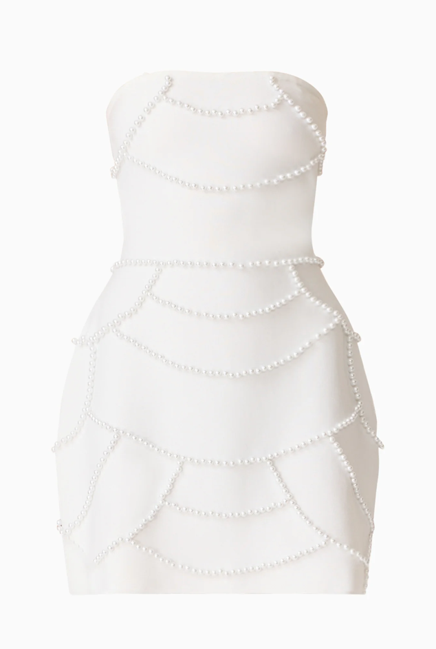 Lucine Strapless Mini Dress in White | Elliatt