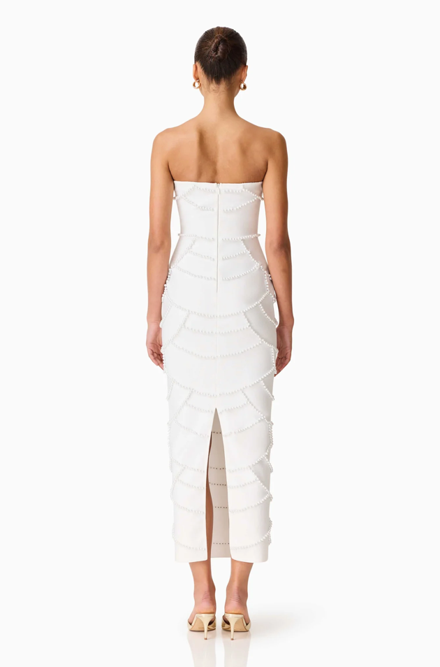 Lucine Fitted Gown in White | Elliatt