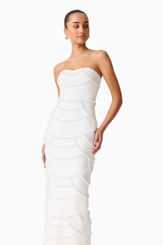 Lucine Fitted Gown in White | Elliatt