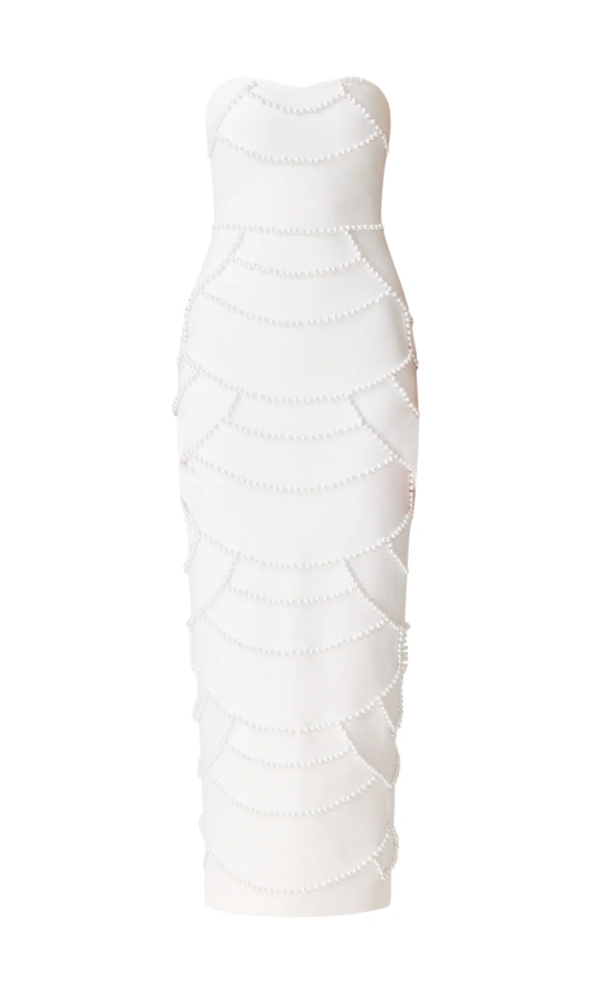 Lucine Fitted Gown in White | Elliatt