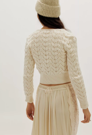 Pretty in Pointelle Cardigan Ivory | Free People