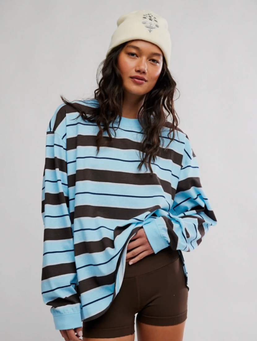 We the Free Printed Hustle Layer Bright Blue/ Chocolate