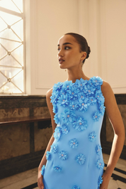 Dali Floral Applique Gown in Blue | Elliatt