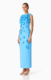 Dali Floral Applique Gown in Blue | Elliatt