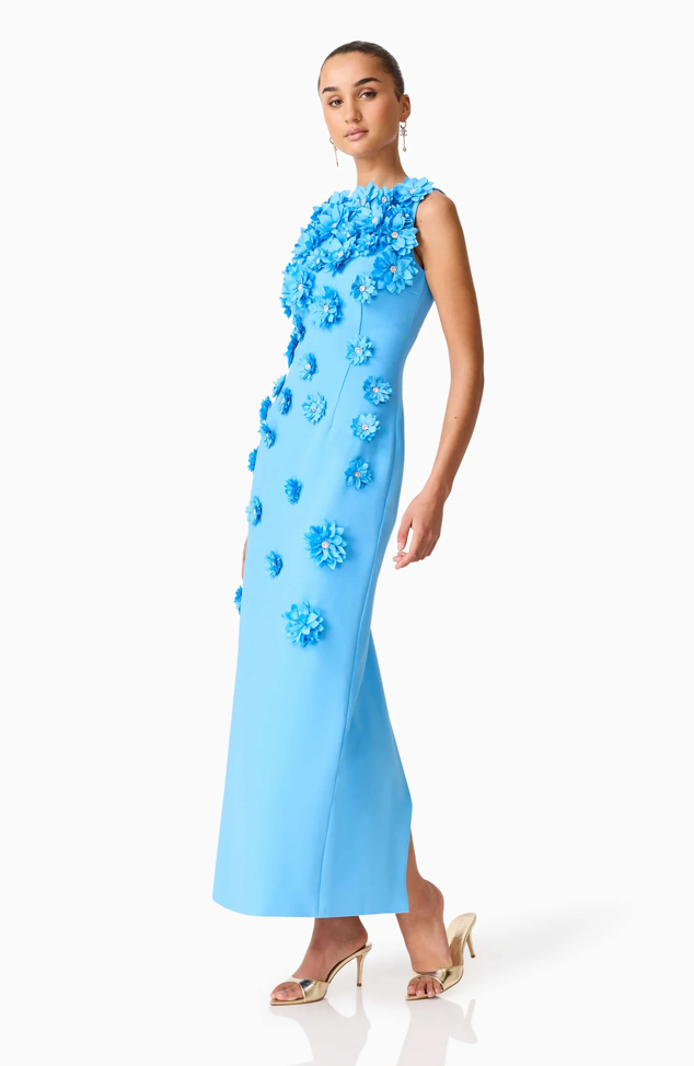 Dali Floral Applique Gown in Blue | Elliatt