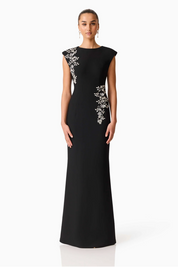 Veda Boatneck Sequin Gown Black | Elliatt
