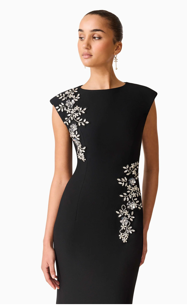 Veda Boatneck Sequin Gown Black | Elliatt