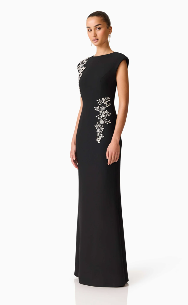 Veda Boatneck Sequin Gown Black | Elliatt