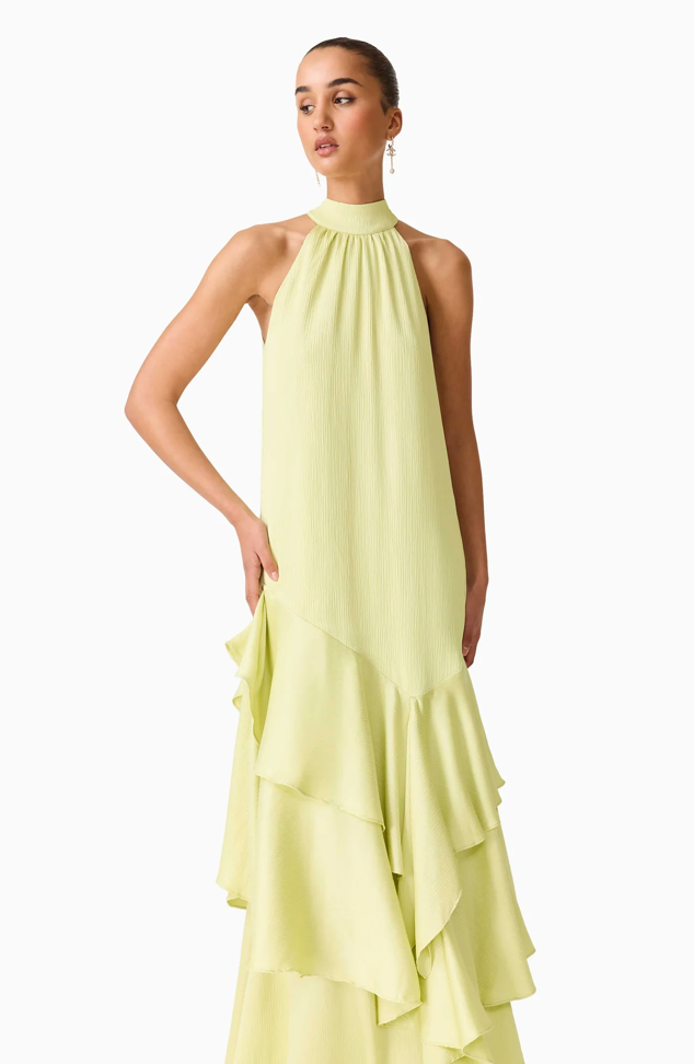 Varella Halter Gown in Pistachio Green | Elliatt