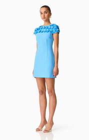 Dali Floral Applique Mini Dress in Blue | Elliatt